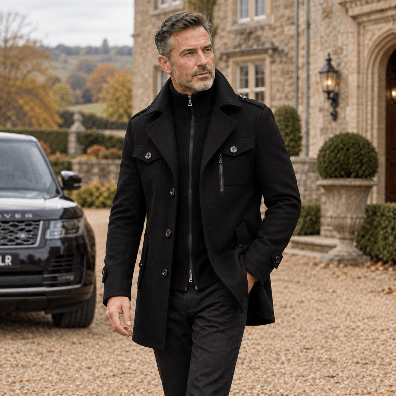 Langley Stylish Lined Wool Double Collar Coat