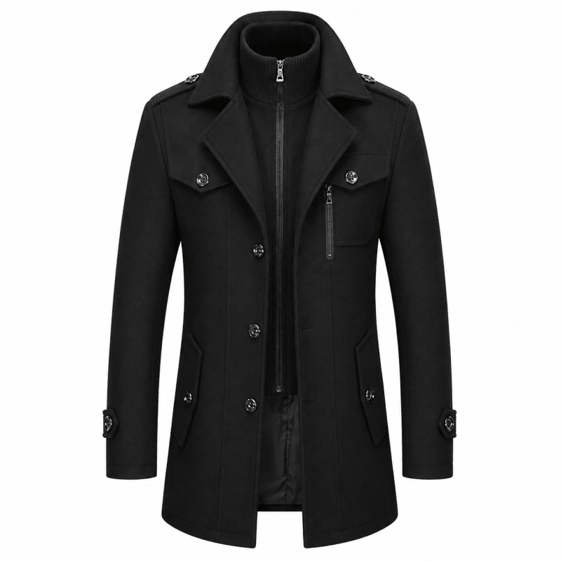 Langley Stylish Lined Wool Double Collar Coat
