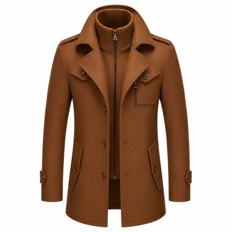 Langley Stylish Lined Wool Double Collar Coat
