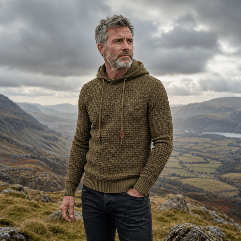 Pierce Casual Stylish Waffle Knit Hoodie