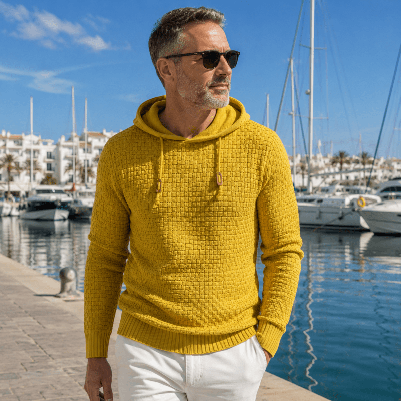 Pierce Casual Stylish Waffle Knit Hoodie