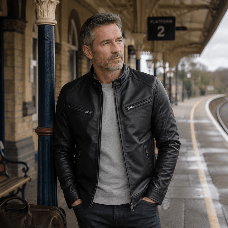 Montgomery Rugged Casual Stand Collar Moto Jacket