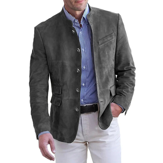 Desmond Vintage Casual Suede Stand Collar Blazer
