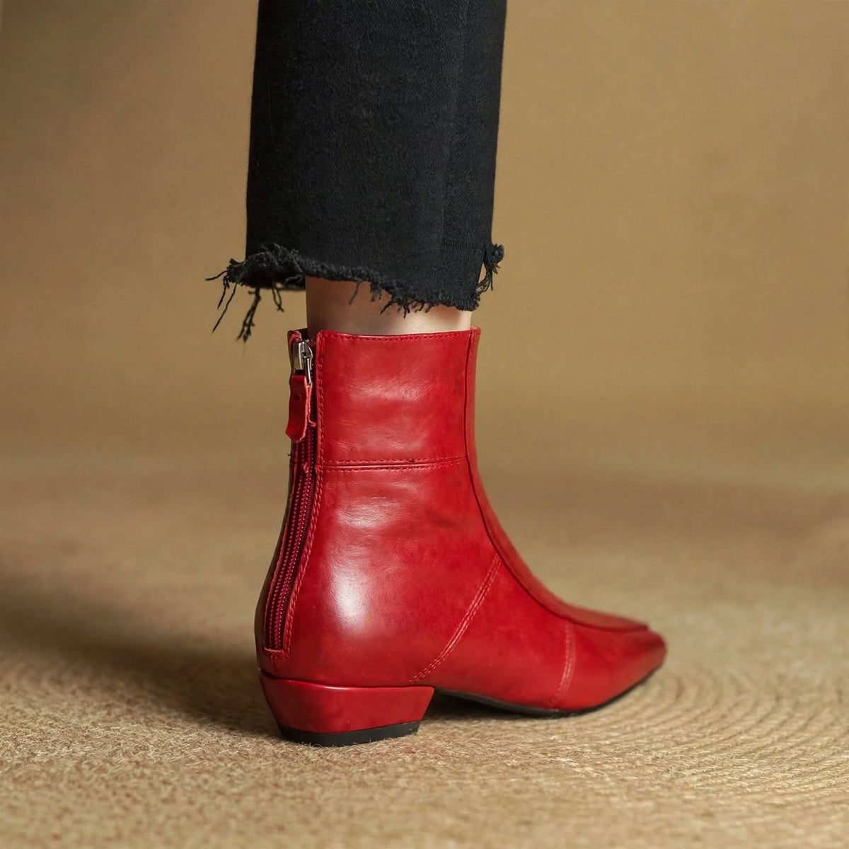 Everly Women’s Leather Square Toe Ankle Boots