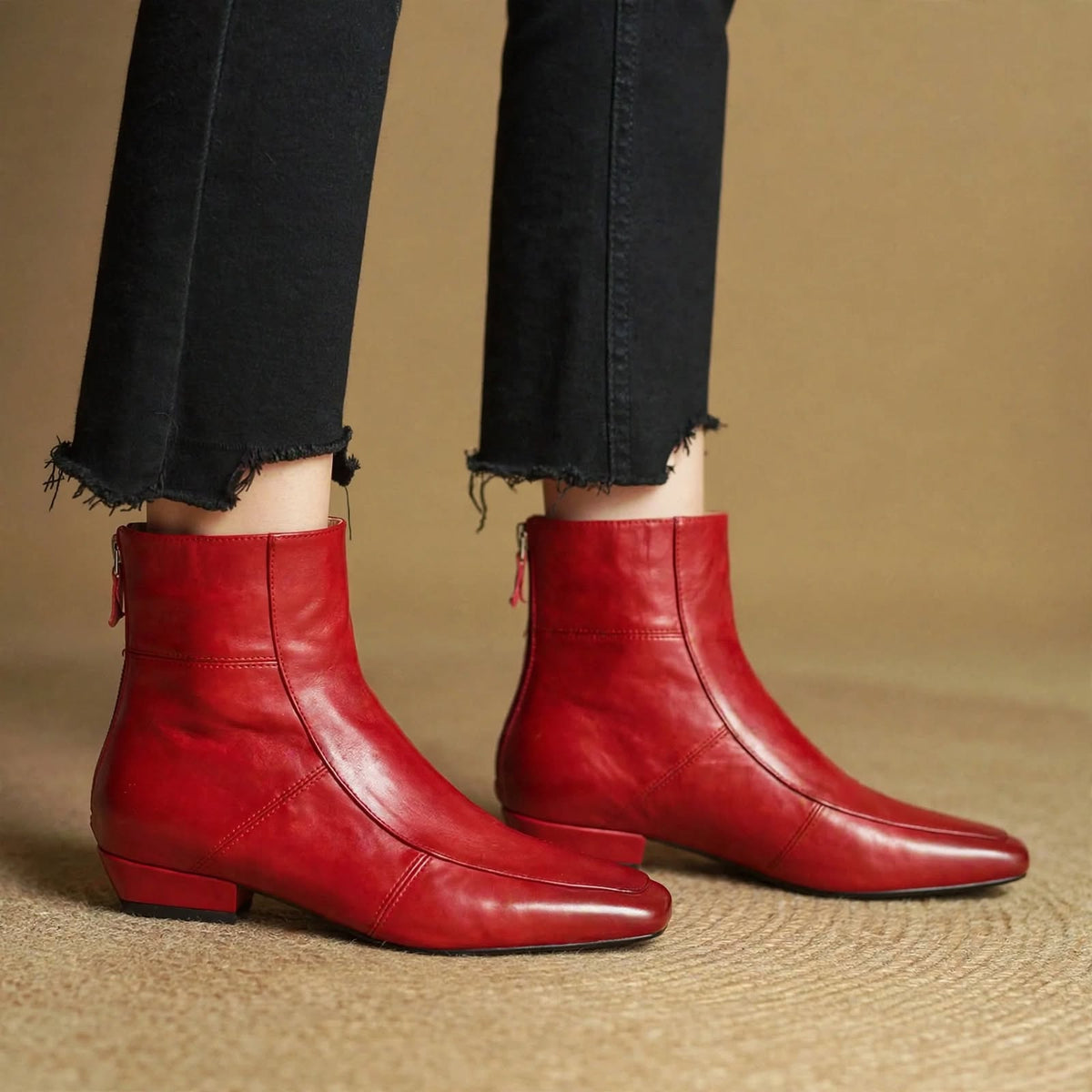 Everly Women’s Leather Square Toe Ankle Boots