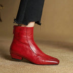 Everly Women’s Leather Square Toe Ankle Boots