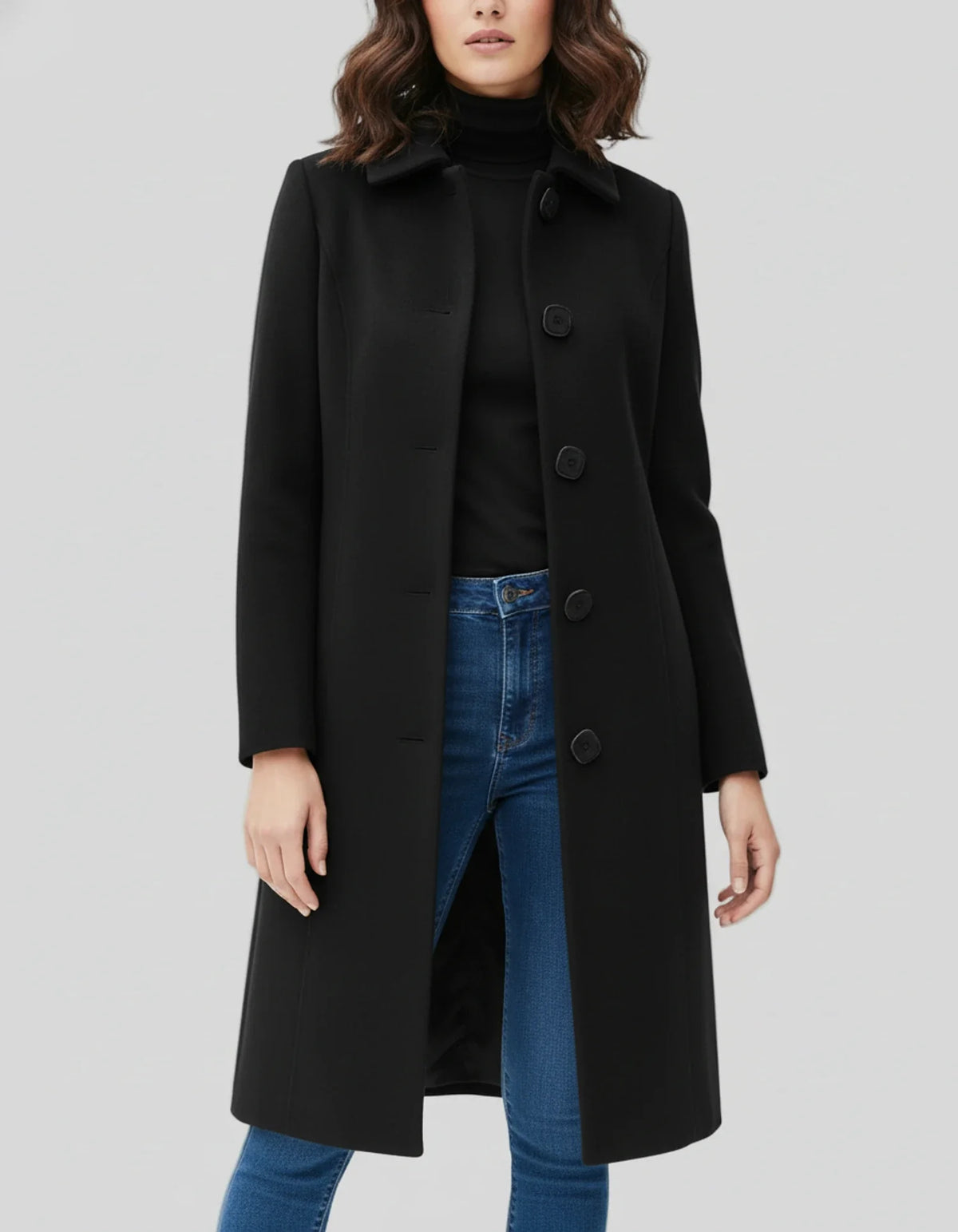 Eleanor Women’s Button Front Fit and Flare Coat