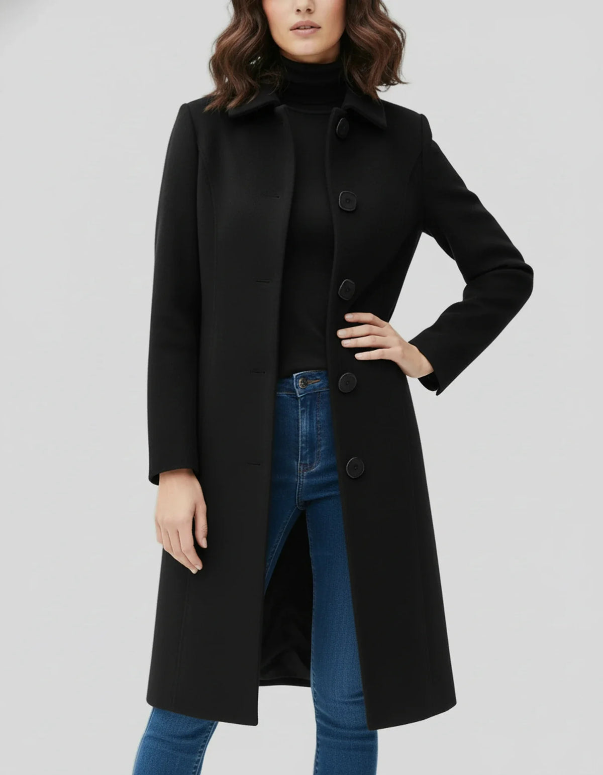 Eleanor Women’s Button Front Fit and Flare Coat