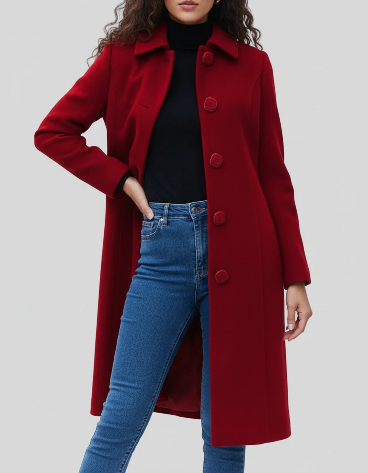 Eleanor Women’s Button Front Fit and Flare Coat