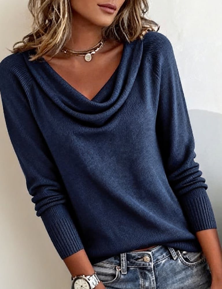Natalie Soft Cowl Neck Knit Sweater
