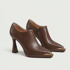 Margot Leather Square Toe Ankle Boots