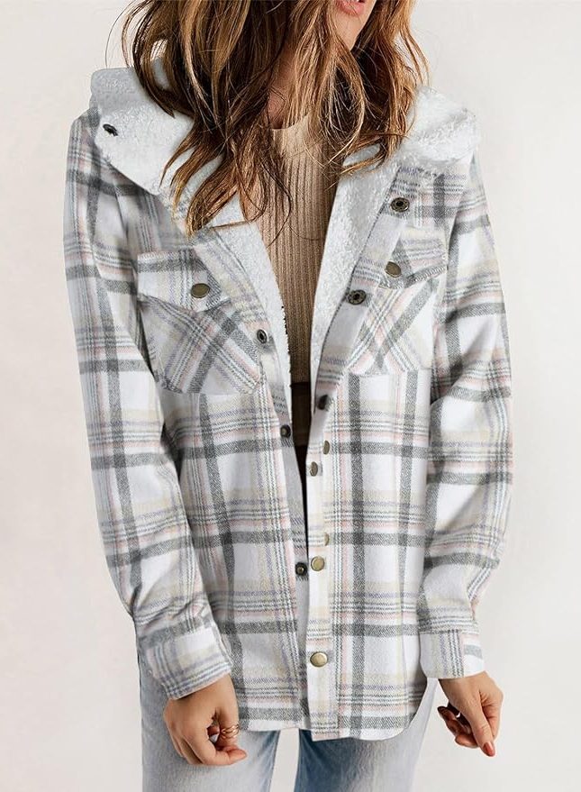 Brooke Oversized Plaid Flannel Sherpa Shacket