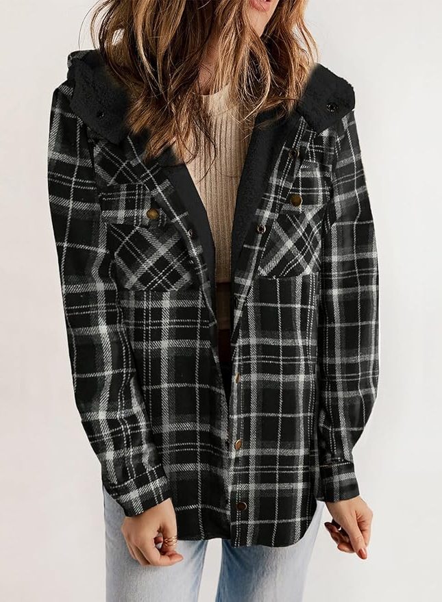 Brooke Oversized Plaid Flannel Sherpa Shacket