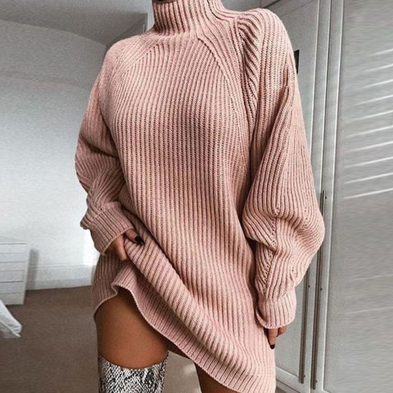 Eleanor Women’s High Collar Sweater Dress