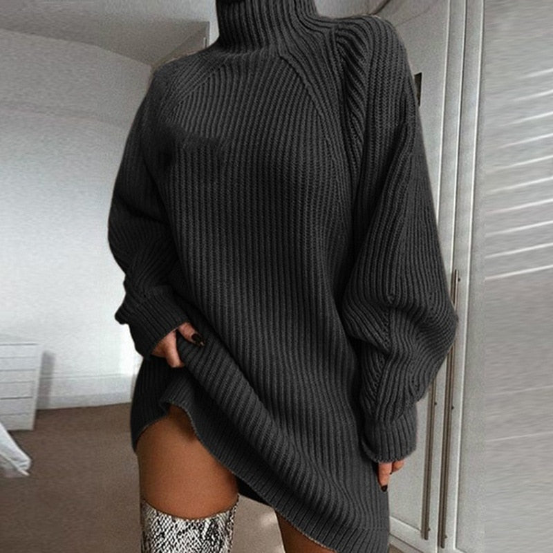 Eleanor Women’s High Collar Sweater Dress